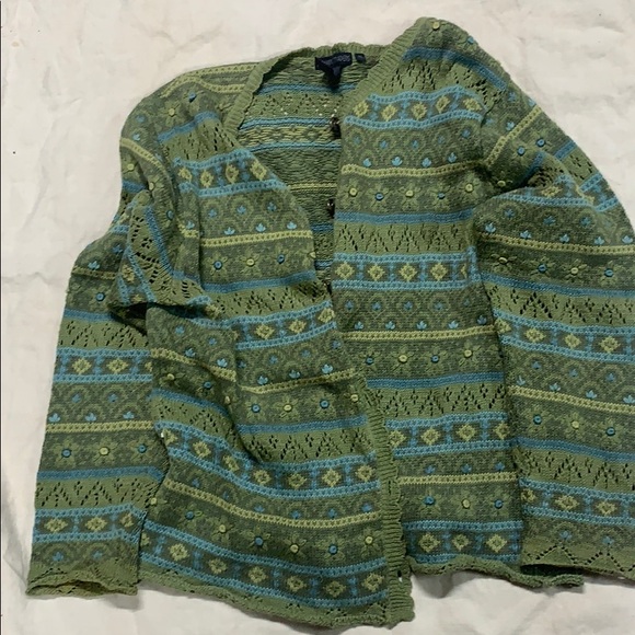 Green and blue cardigan - Picture 4 of 7